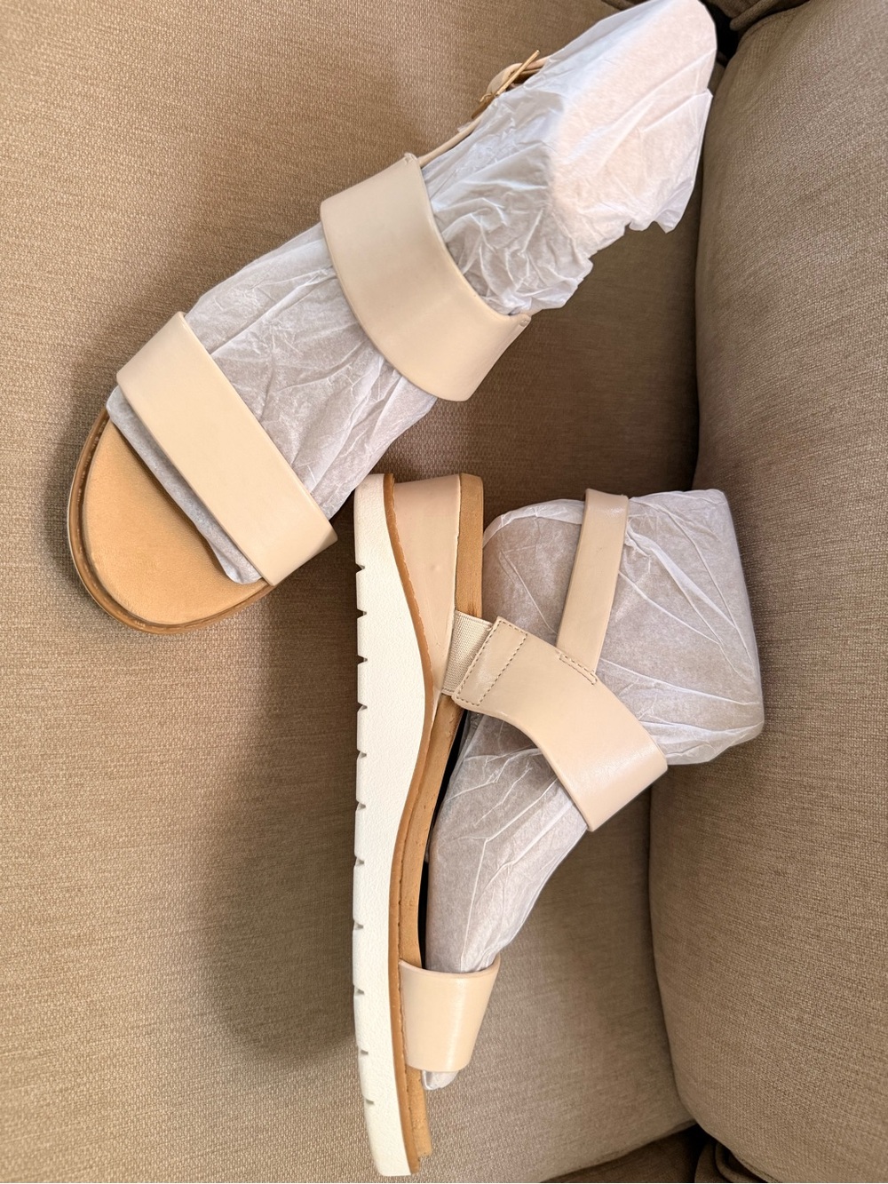 Anne Klein Beige Strappy Platform Sandals